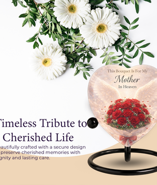 Rose Urn for Mom – Heart-Shaped Mother in Heaven Cremation Memorial Urn