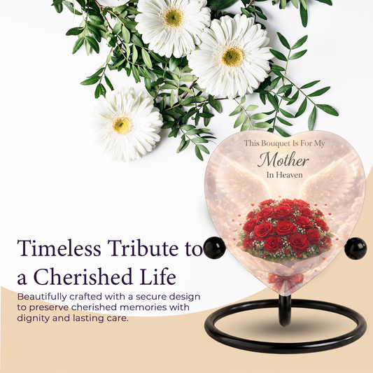 Rose Urn for Mom – Heart-Shaped Mother in Heaven Cremation Memorial Urn