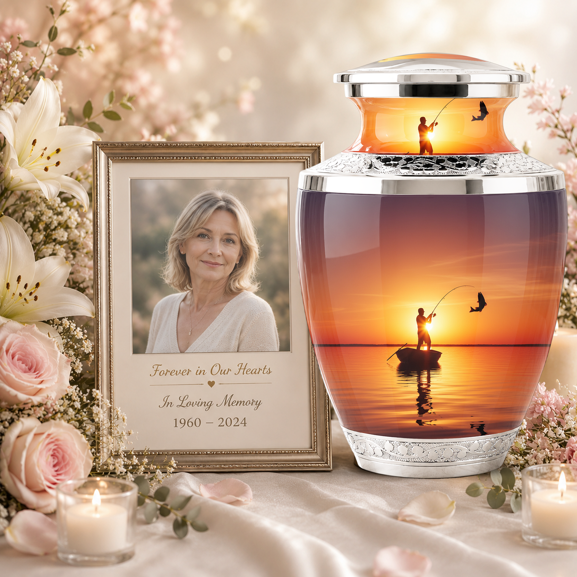 Gone Fishing Cremation Urn for Dad, Personalized Fishing Urn for Human Ashes