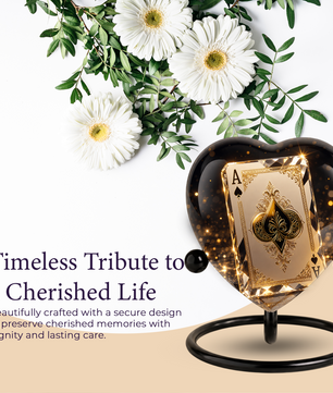 Ace of Spades Adult Urn – Luxury Playing Card Heart Design Adult Cremation Urn for Ashes