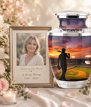 Baseball Player Cremation Urn for Dad, Personalized Baseball Memorial Urn for Son