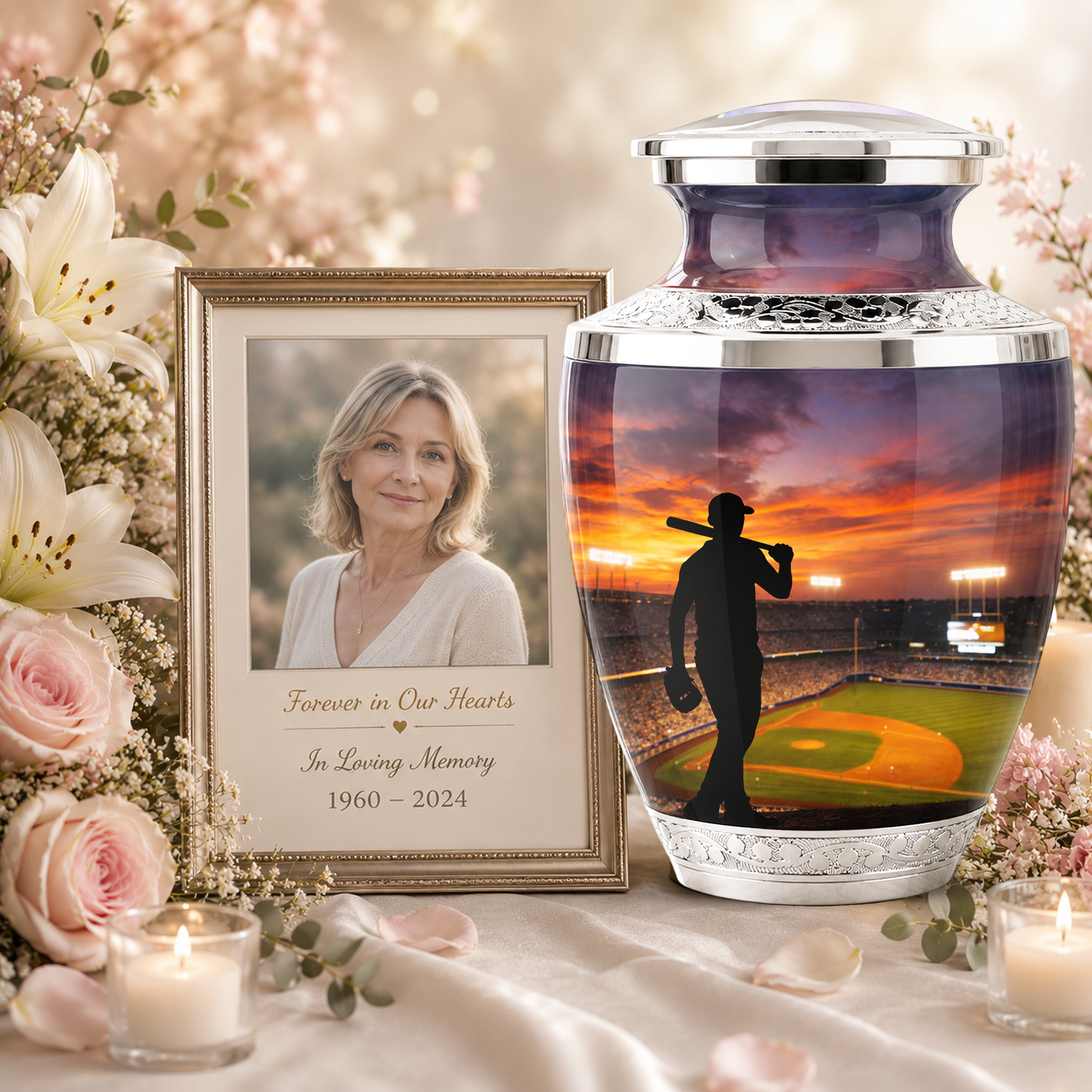 Baseball Player Cremation Urn for Dad, Personalized Baseball Memorial Urn for Son