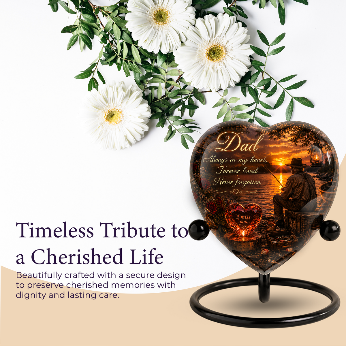 Fishing Urn for Dad – Gone Fishing Urn for Human Ashes, Fishing Cremation Urn & Personalized Dad Memorial Urn