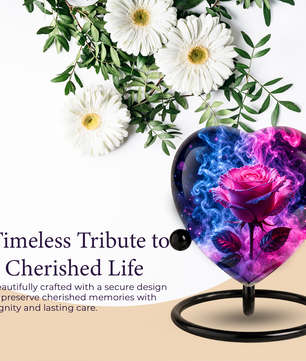 Pink Rose Adult Urn – Adult Urn for Ashes, Rose Cremation Urn, Heart-Shaped Adult Cremation Urn
