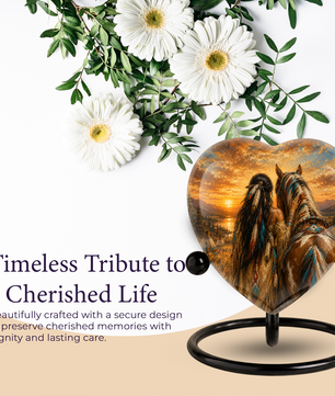 Personalized Horse Urn for Mom, Native American Cremation Urn for Women, Adult Female Memorial Urn, Custom Urn for Mother