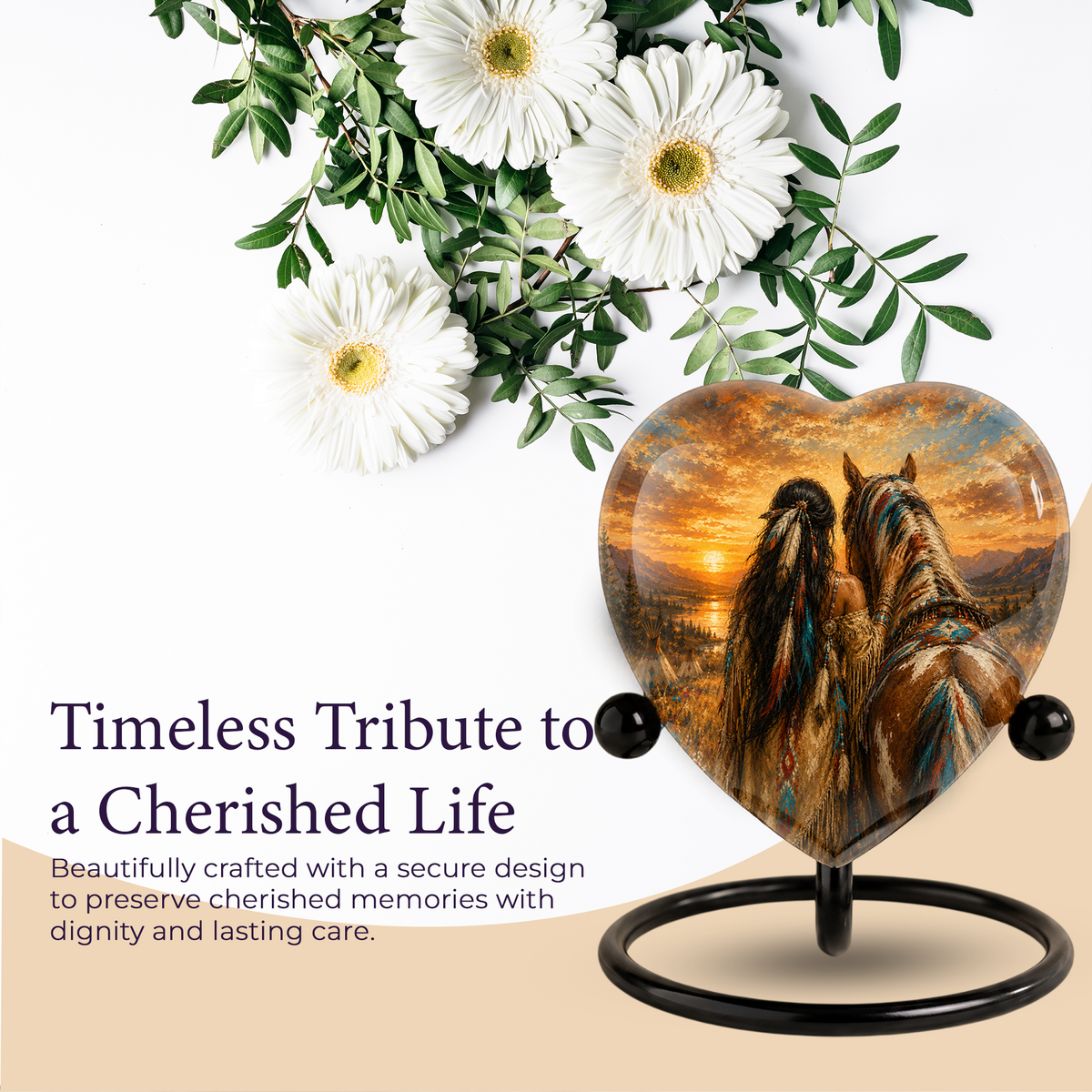 Personalized Horse Urn for Mom, Native American Cremation Urn for Women, Adult Female Memorial Urn, Custom Urn for Mother
