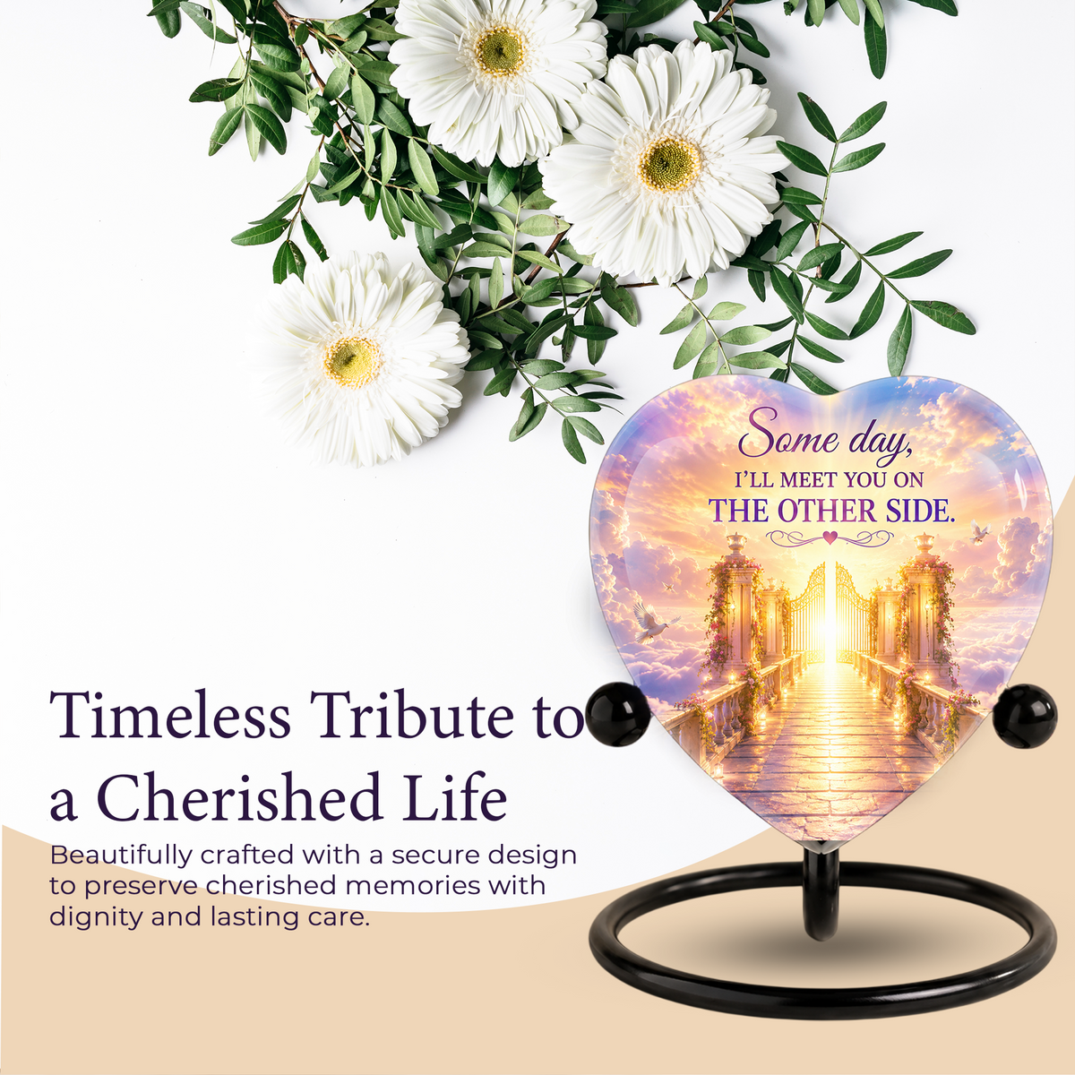 Heavenly Gate Memorial Urn – Adult Urn for Ashes, Heaven Cremation Urn, Heart-Shaped Adult Cremation Urn