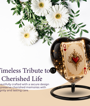 Queen of Hearts Adult Urn – Elegant Adult Cremation Urn for Ashes, Heart Memorial Urn