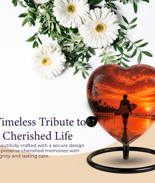 SEO Title  Beach Cremation Urn for Dad, Personalized Ocean Urn for Adult Male Ashes, Surfing Memorial Urn for Father