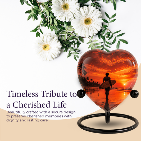 SEO Title  Beach Cremation Urn for Dad, Personalized Ocean Urn for Adult Male Ashes, Surfing Memorial Urn for Father