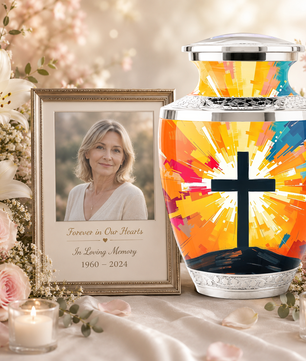 Religious Cross Cremation Urn for Men & Women, Personalized Christian Memorial Urn