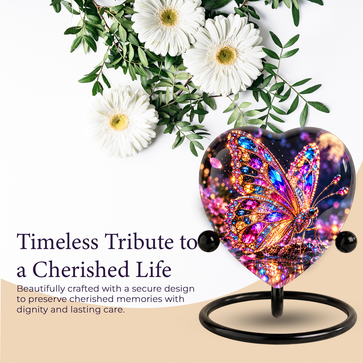 Butterfly Adult Urn for Ashes, Colorful Jeweled Butterfly Memorial Urn, Adult Cremation Urn