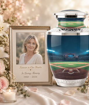 Baseball Cremation Urn for Dad, Personalized Baseball Urn for Human Ashes, Baseball Stadium