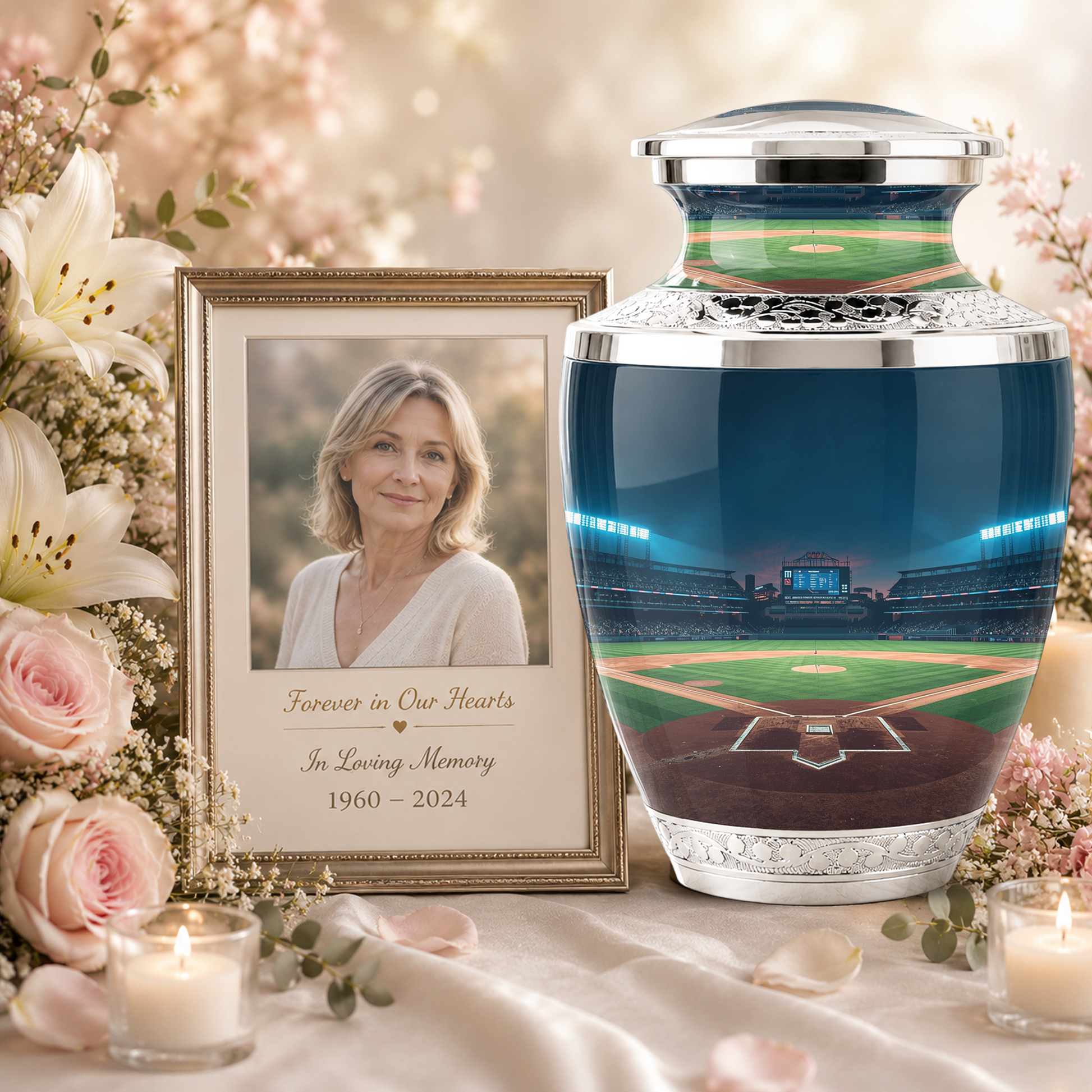 Baseball Cremation Urn for Dad, Personalized Baseball Urn for Human Ashes, Baseball Stadium