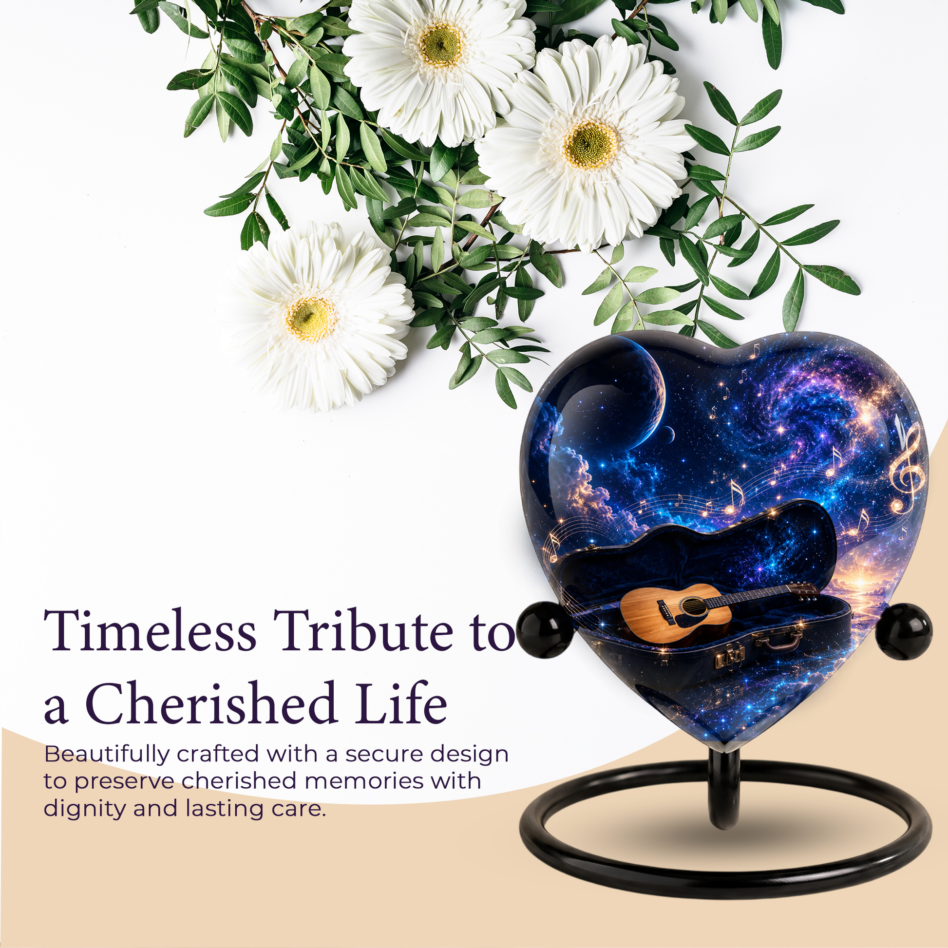 Music Guitar Adult Urn – Guitar Cremation Urn for Adult Ashes, Musical Memorial Adult Urn