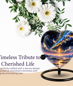Optimized SEO Title Galaxy Mountain Heart Cremation Urn for Ashes, Personalized Adult Memorial Urn