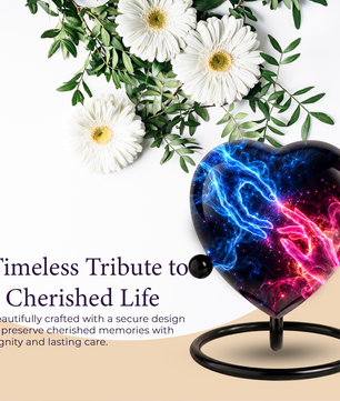 Blue and Pink Hands Memorial Urn for Ashes, Celestial Touch of Heaven Cremation Urn
