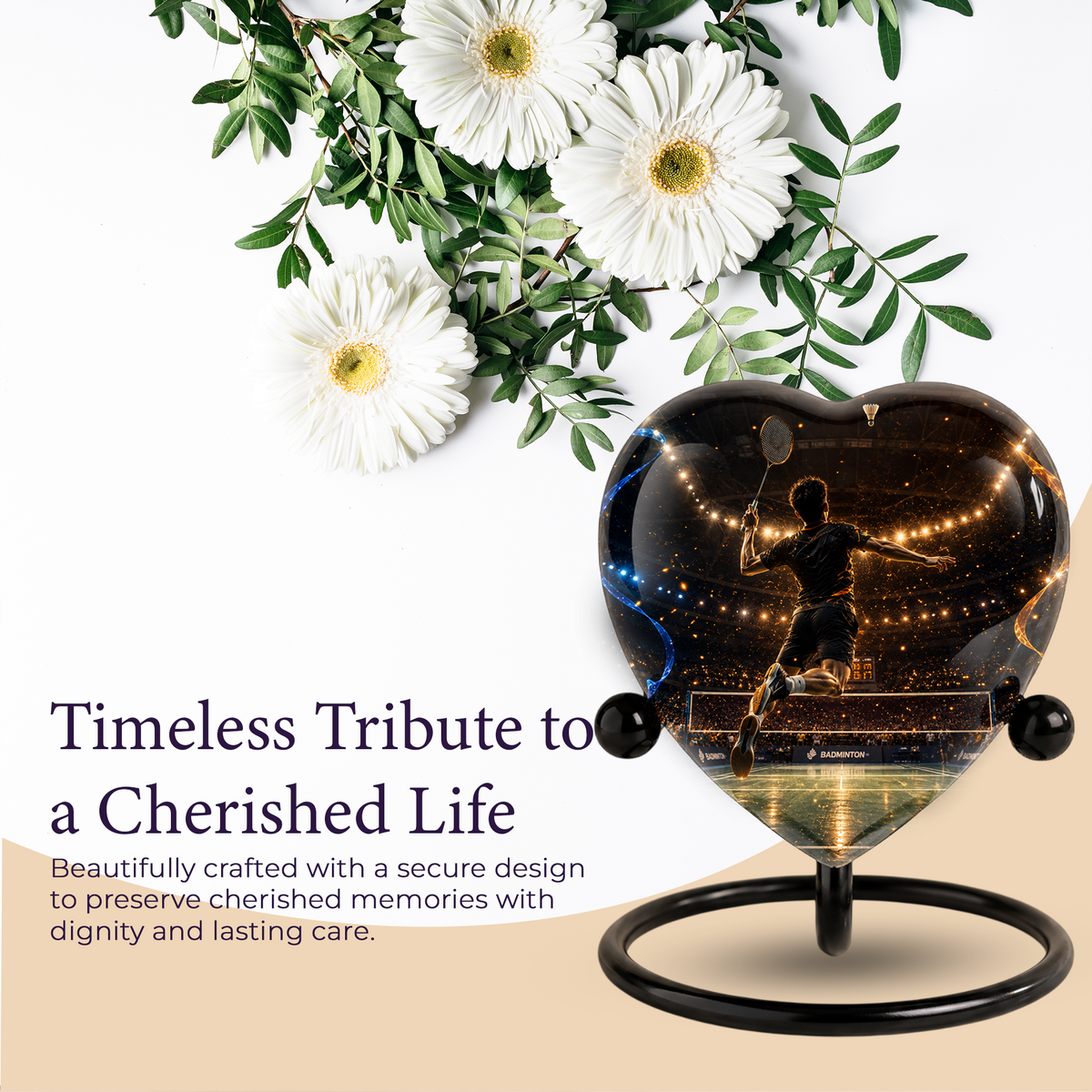 Personalized Badminton Cremation Urn for Ashes | Adult Urn for Dad, Men
