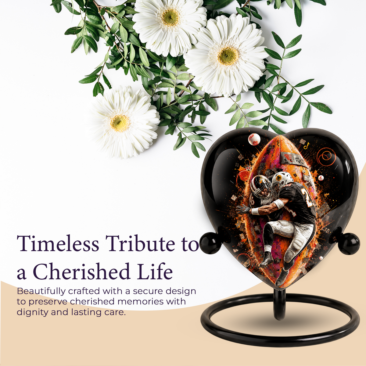 Football Cremation Urn for Ashes, Personalized Adult Urn for Dad, Men & Sports Fans