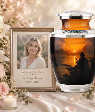 Personalized Fishing Cremation Urn for Male, Fishing Memorial Urn for Father