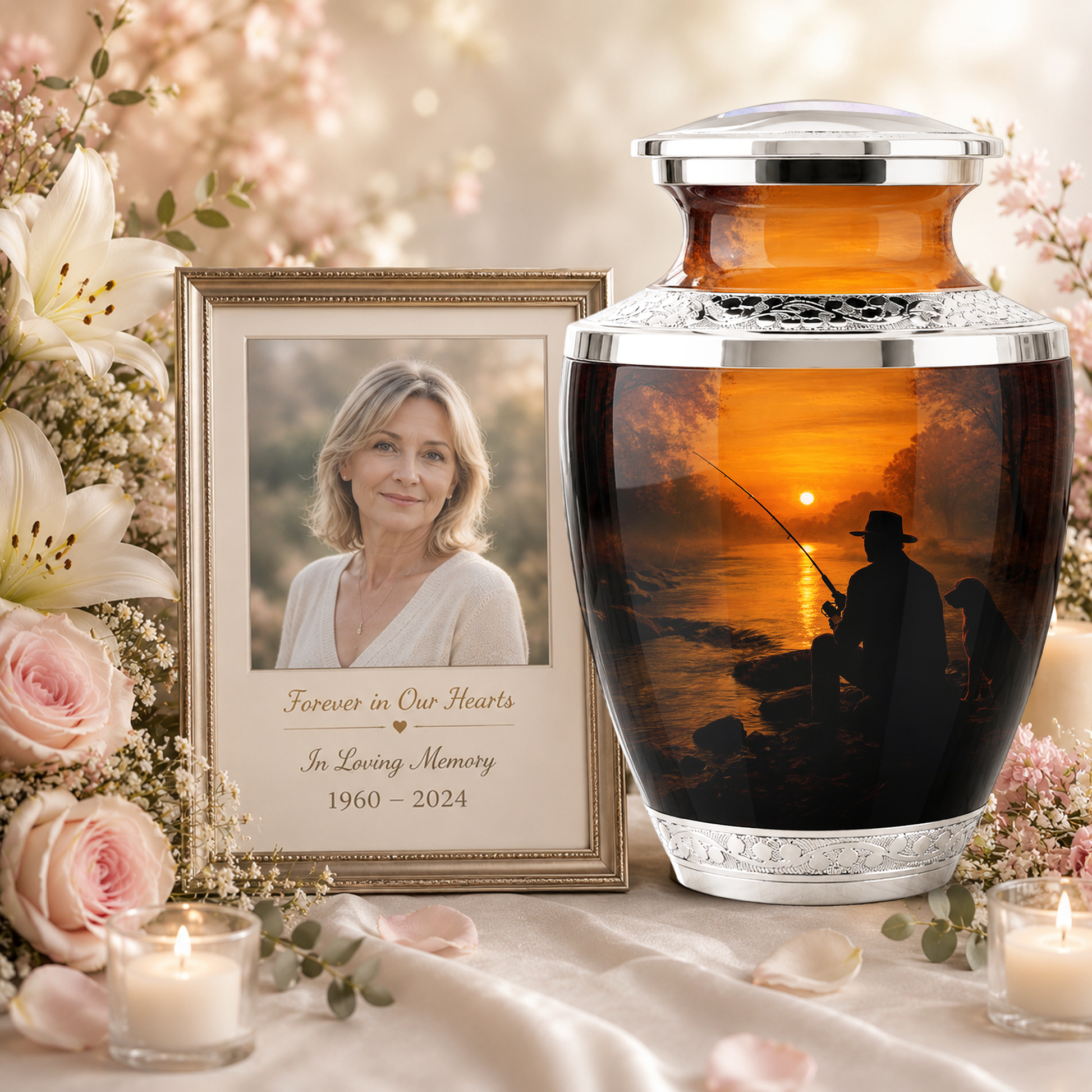 Personalized Fishing Cremation Urn for Male, Fishing Memorial Urn for Father