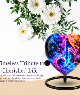 Heart Shaped Music Note Urn for Ashes, Colorful Musical Memorial Urn, Personalized Music Lover Cremation Urn
