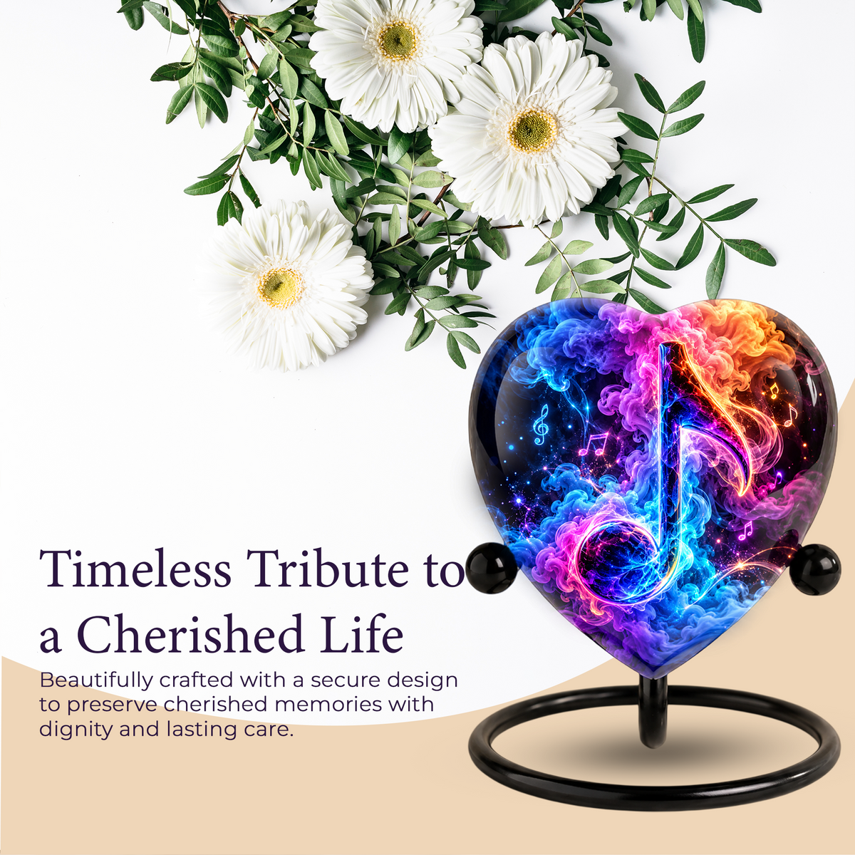 Heart Shaped Music Note Urn for Ashes, Colorful Musical Memorial Urn, Personalized Music Lover Cremation Urn