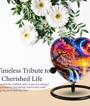 Fantasy Tree Heart Cremation Urn for Ashes, Personalized Adult Memorial Urn, Heart Shaped Cremation Urn