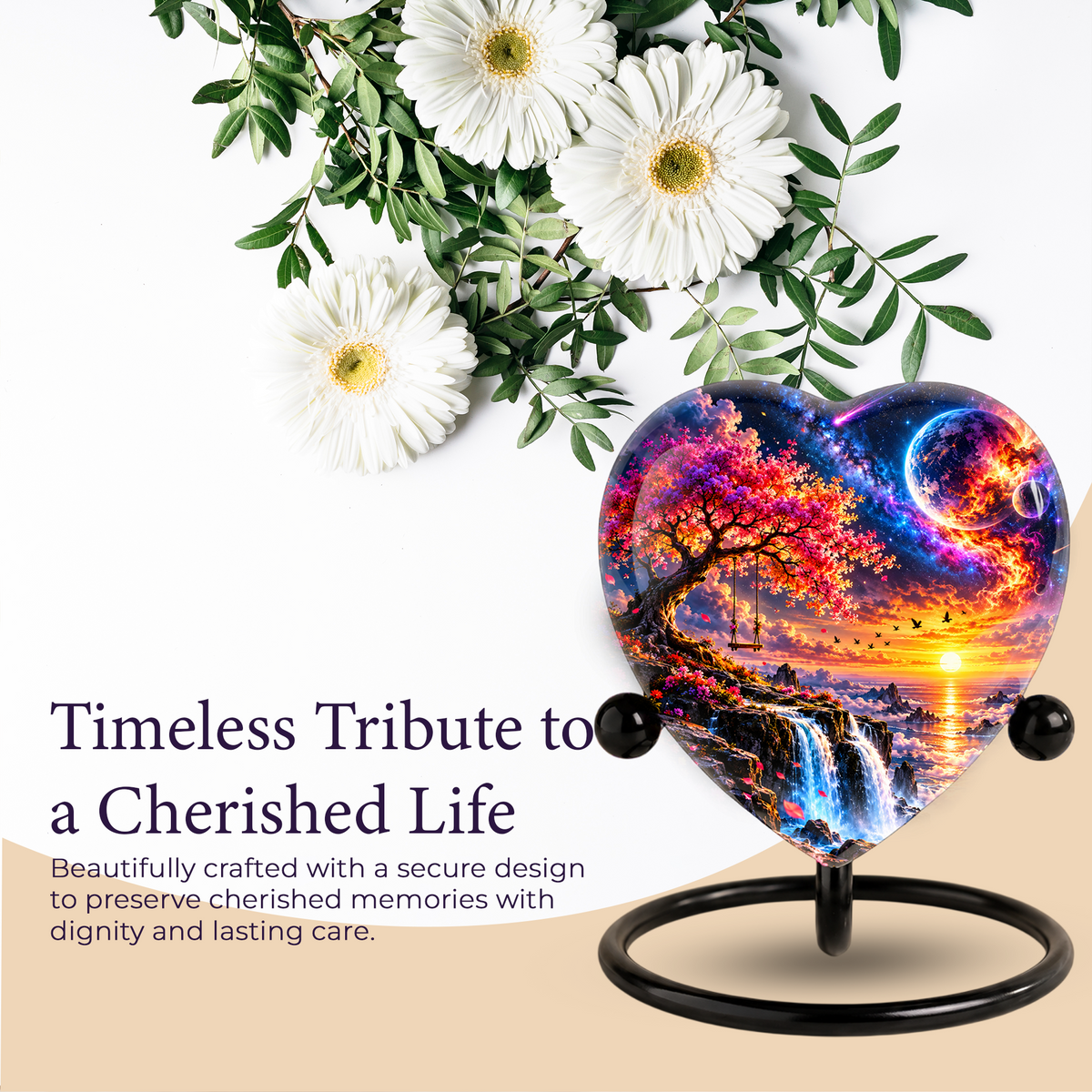 Fantasy Tree Heart Cremation Urn for Ashes, Personalized Adult Memorial Urn, Heart Shaped Cremation Urn
