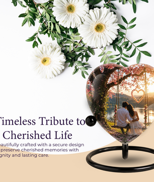 Loving Couple Heart Cremation Urn for Adults – Beautiful Adult Urn for Ashes, Romantic Memorial Urn for Husband & Wife