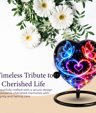Butterfly Adult Urn for Ashes, Blue and Red Butterfly Heart Memorial Urn, Colorful Love and Light Cremation Urn