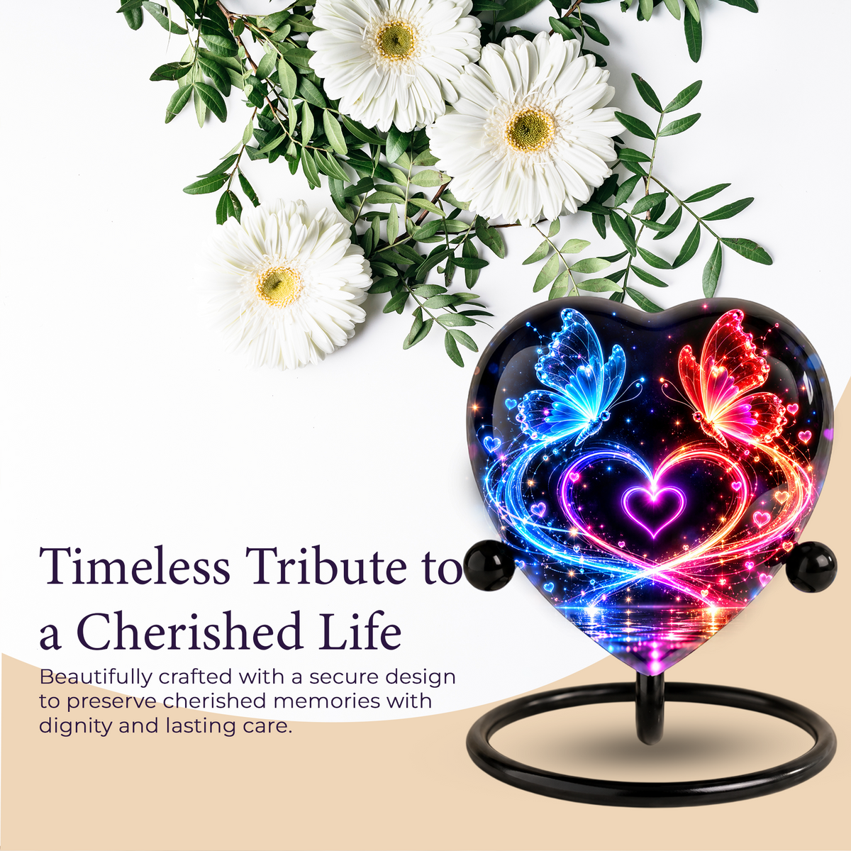 Butterfly Adult Urn for Ashes, Blue and Red Butterfly Heart Memorial Urn, Colorful Love and Light Cremation Urn