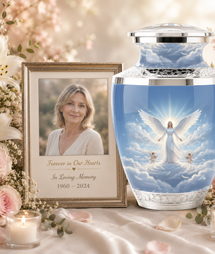 Guardian Angel Cremation Urn for Mom, Personalized Angel Memorial Urn for Human Ashes