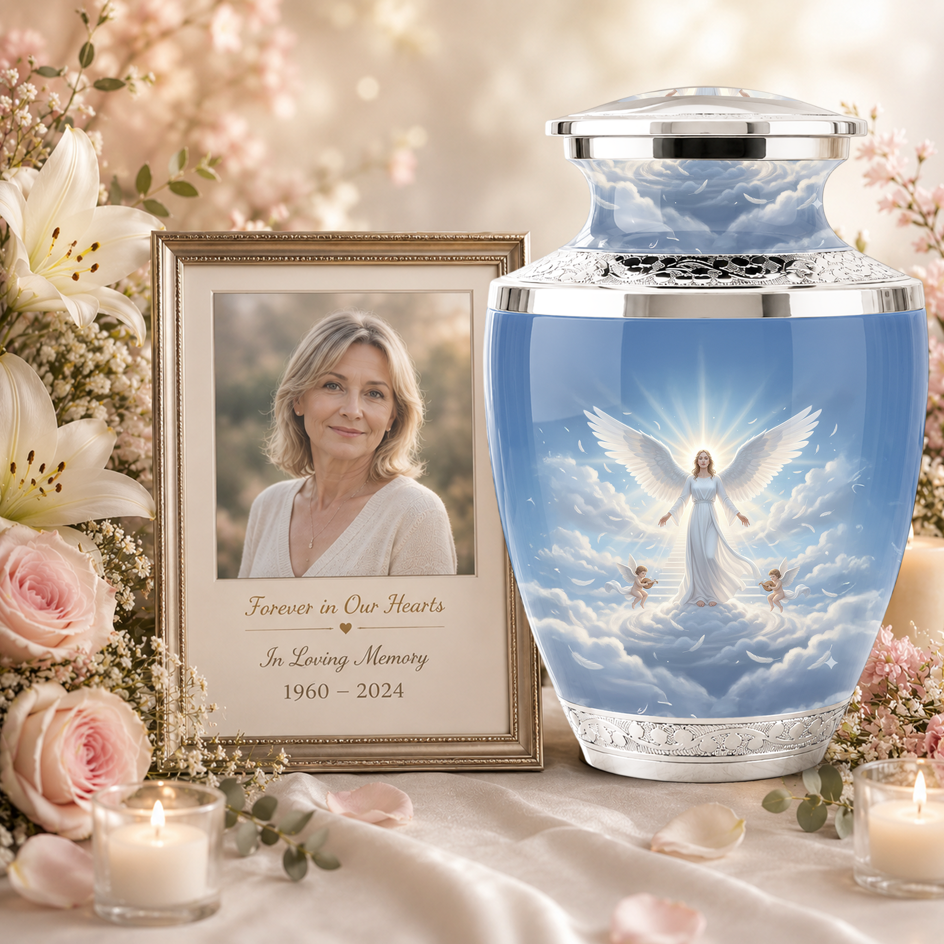 Guardian Angel Cremation Urn for Mom, Personalized Angel Memorial Urn for Human Ashes
