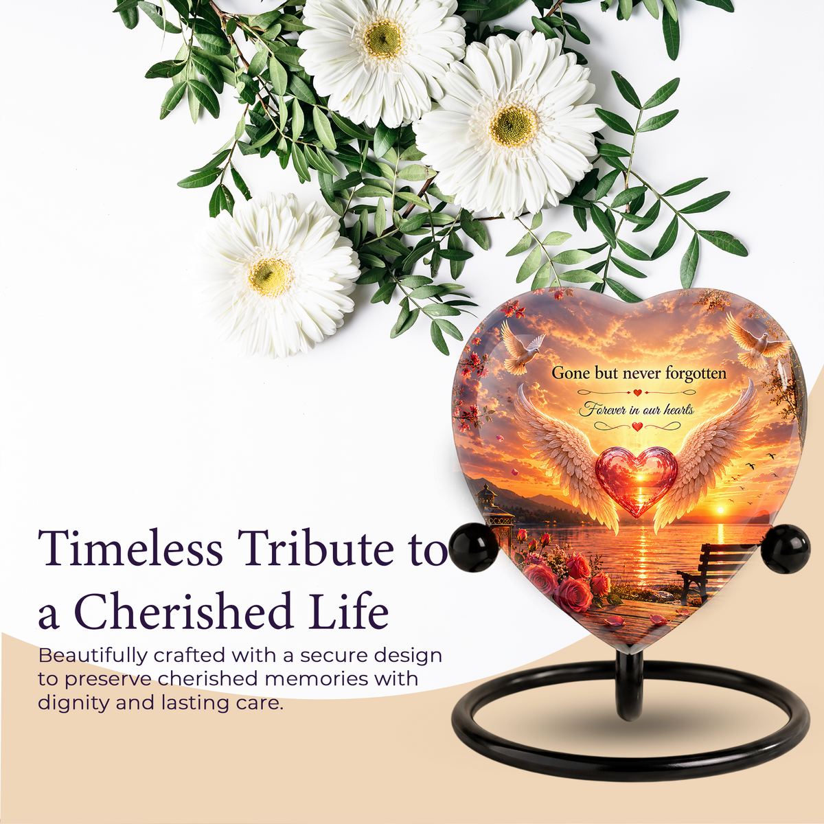 Angel Wing Sunset Urn – Adult Urn for Ashes, Angel Wings Memorial Cremation Urn, Sunset Adult Cremation Urn
