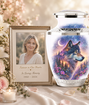Wolf Cremation Urn for Dad, Wolf Memorial Urn for Men, Personalized Keepsake Ashes Urn