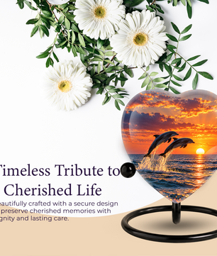 Dolphin Couple Cremation Urn for Ashes, Dolphin Memorial Urn, Personalized Ocean Urn, Heart Shaped Cremation Urn,