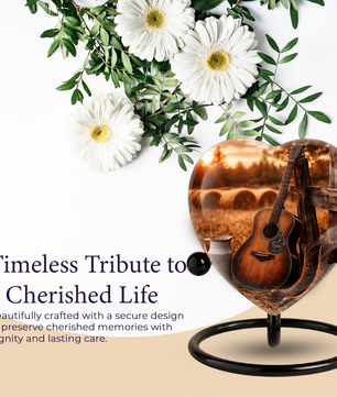 Cowboy Sunset Heart-Shaped Adult Cremation Urn for Dad, Father & Men – Rustic Memorial Urn