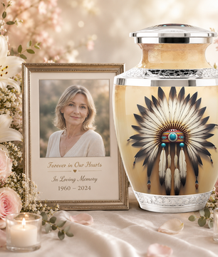 Native American Western Cremation Urn for Dad & Mom, Personalized Memorial Urn