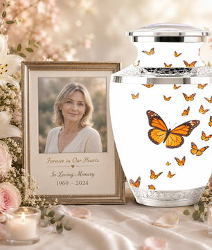Monarch Butterfly Cremation Urn for Mom, Butterfly Memorial Urn for Women