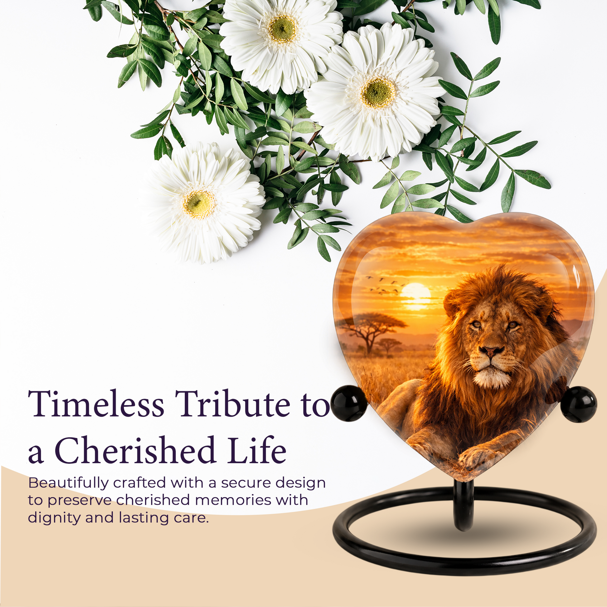 Lion Sunset Urn, Adult Urn, Urns for Adult Ashes, Adult Urns for Ashes, Adult Cremation Urn