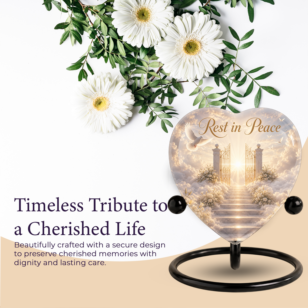 Heaven Urn – Heavenly Adult Urn for Ashes, Heart-Shaped Heaven Cremation Urn