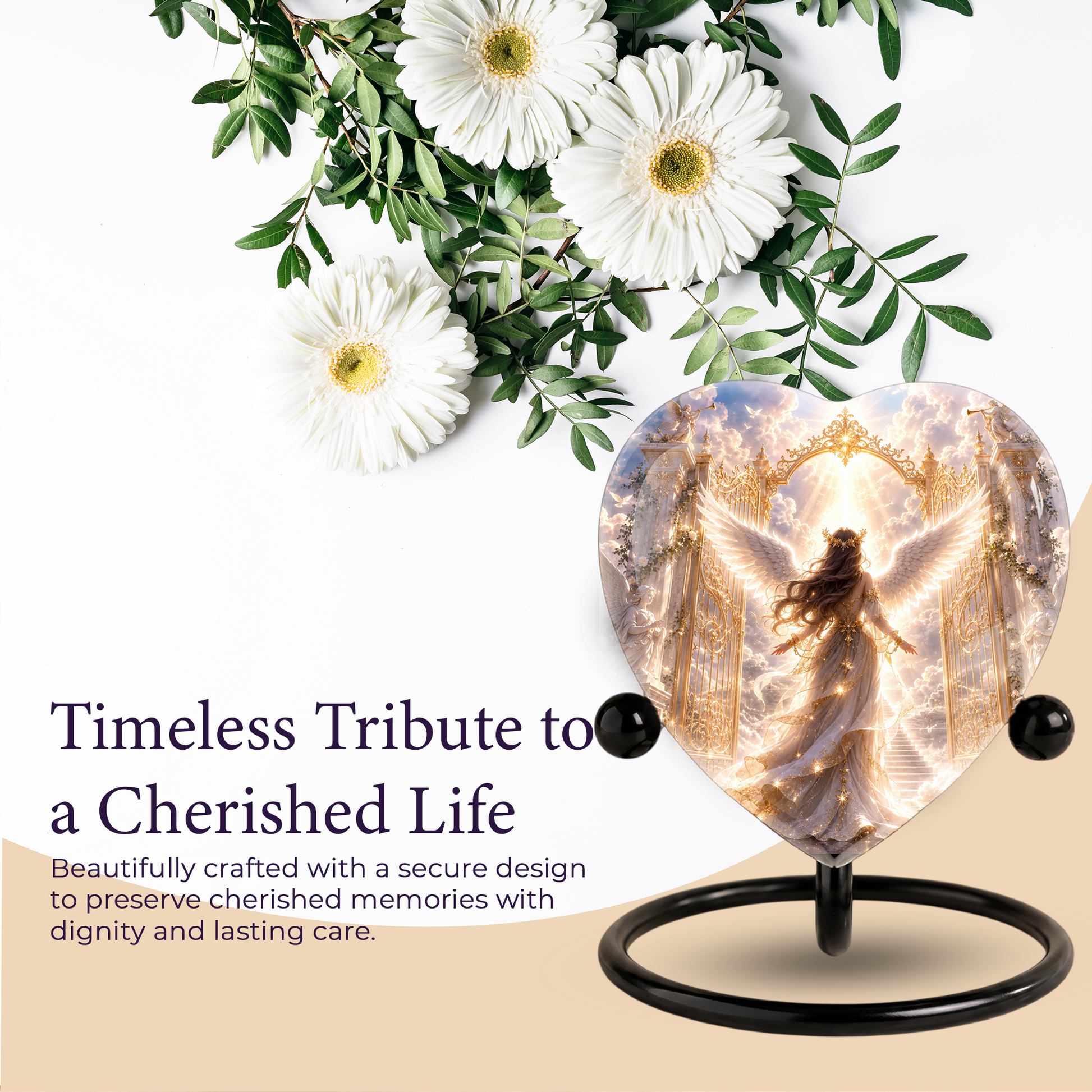 Angel Wing Heaven Urn – Heavenly Angel Wings Cremation Urn, Peaceful Heaven Memorial Urn