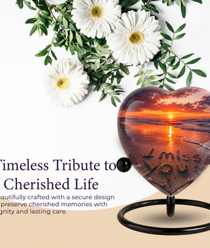 Beach Urn for Human Ashes – Ocean Sunset Beach Cremation Urn, Beach Keepsake Urn & Memorial Urn