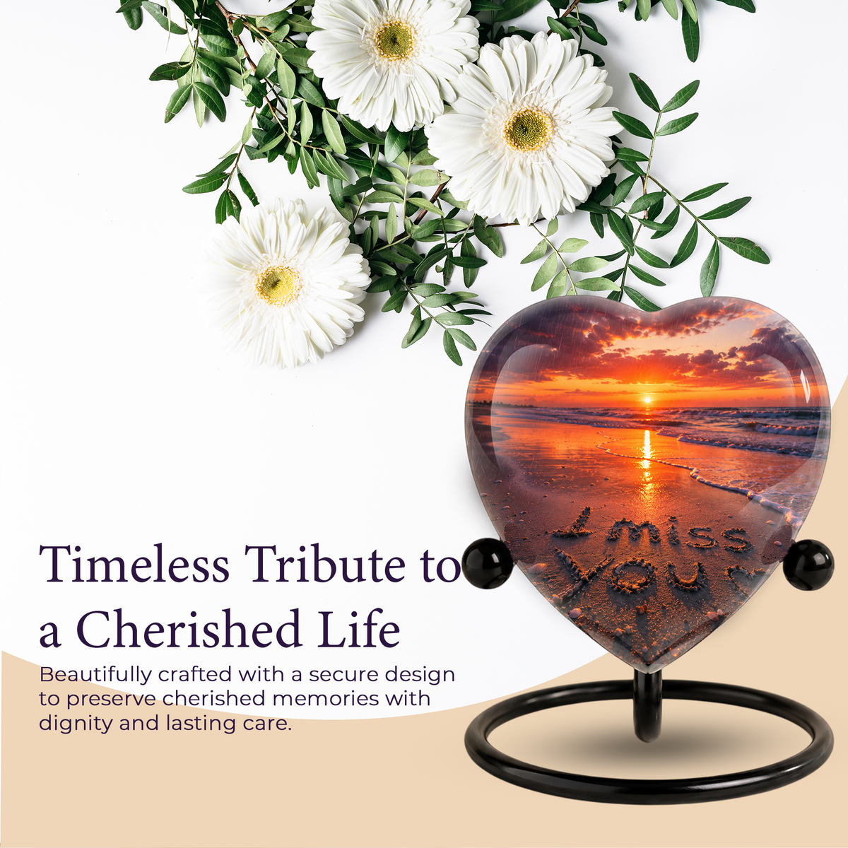 Beach Urn for Human Ashes – Ocean Sunset Beach Cremation Urn, Beach Keepsake Urn & Memorial Urn