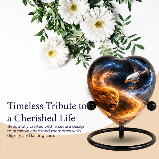 Lion and Eagle Urn, Adult Urn, Urns for Adult Ashes, Adult Urns for Ashes, Adult Cremation Urn