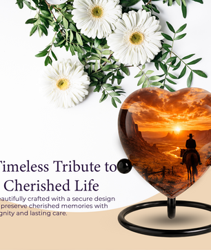 Cowboy Sunset Urn for Dad | Personalized Western Urn for Father & Ashes