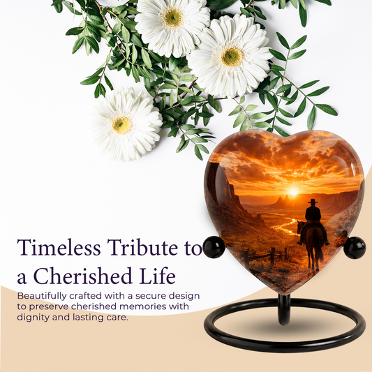 Cowboy Sunset Urn for Dad | Personalized Western Urn for Father & Ashes