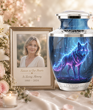 Wolf Cremation Urn for Human Ashes, Personalized Memorial Urn for Men