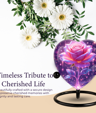 Rose Heart Urn for Mom – Personalized Keepsake Urn for Mom, Beautiful Cremation Urn for Female Ashes